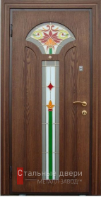 Стальная дверь Дверь с витражом №22 с отделкой МДФ ПВХ